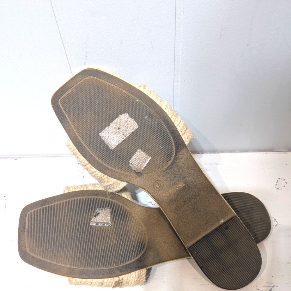 Bamboo Square Toe Women's Flat Slide Natural Jute Size 8 - Picture 4 of 5